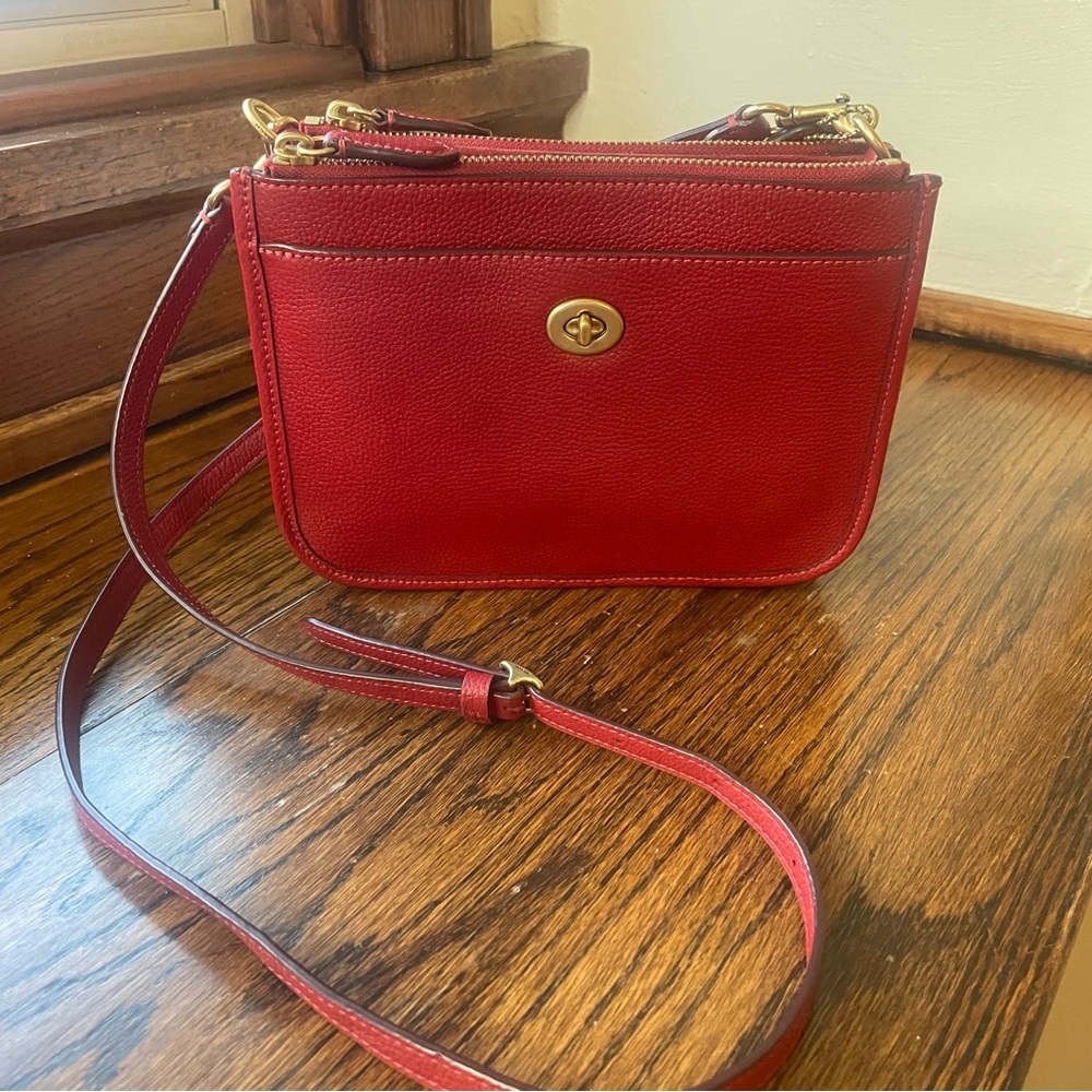 Coach Slim Turnlock Crossbody Bag in‎ Brick Red - Picture 2 of 16